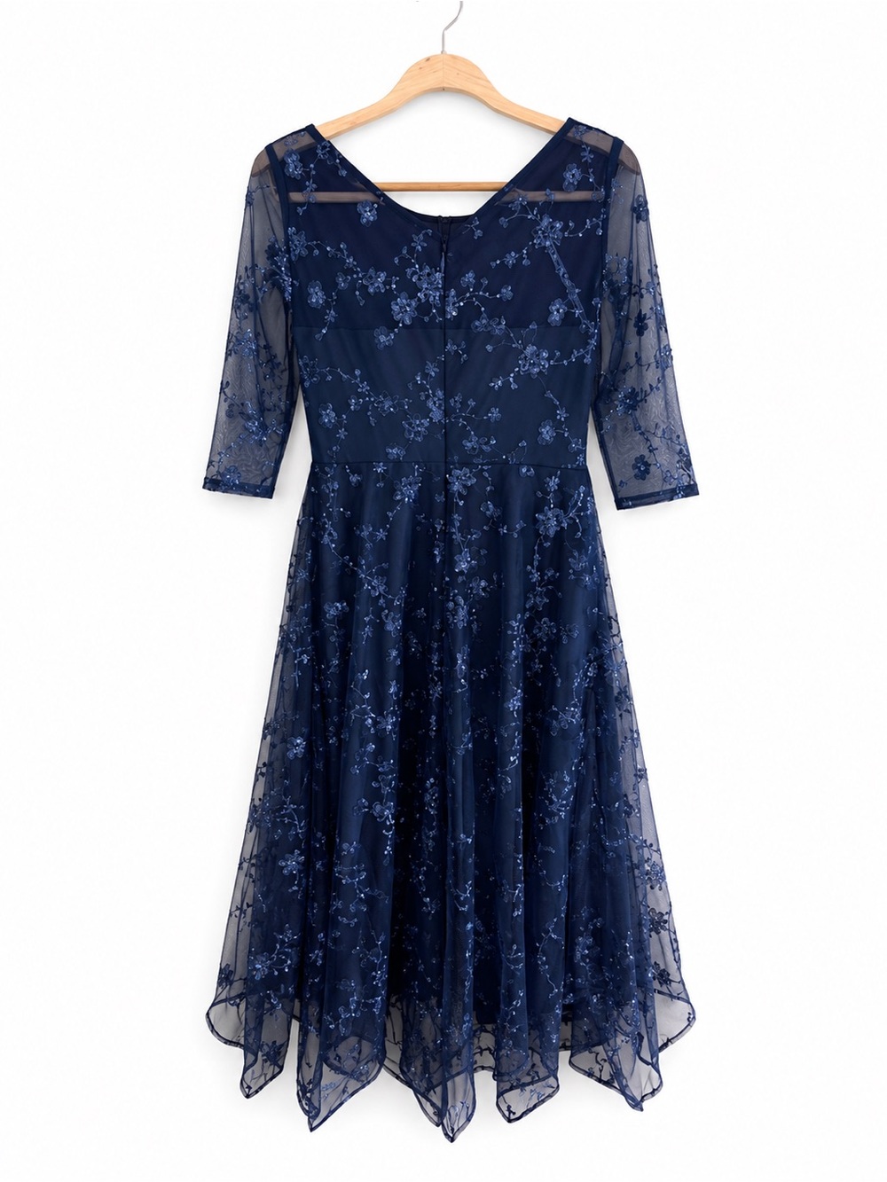 AORUISEN Navy Blue Floral Lace Dress – Size 12 – New With Tags